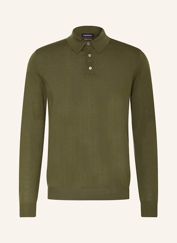 STROKESMAN'S Knitted polo shirt OLIVE