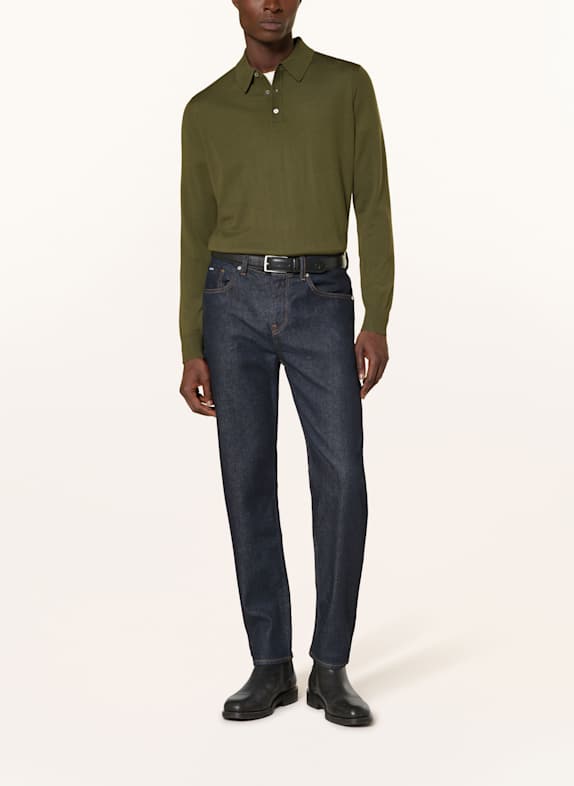 STROKESMAN'S Strikket polo-shirt OLIVEN