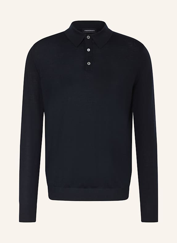 STROKESMAN'S Knitted polo shirt DARK BLUE