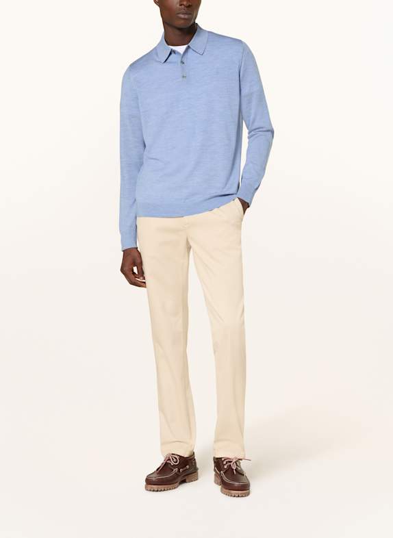 STROKESMAN'S Strikket polo-shirt LYSEBLÅ