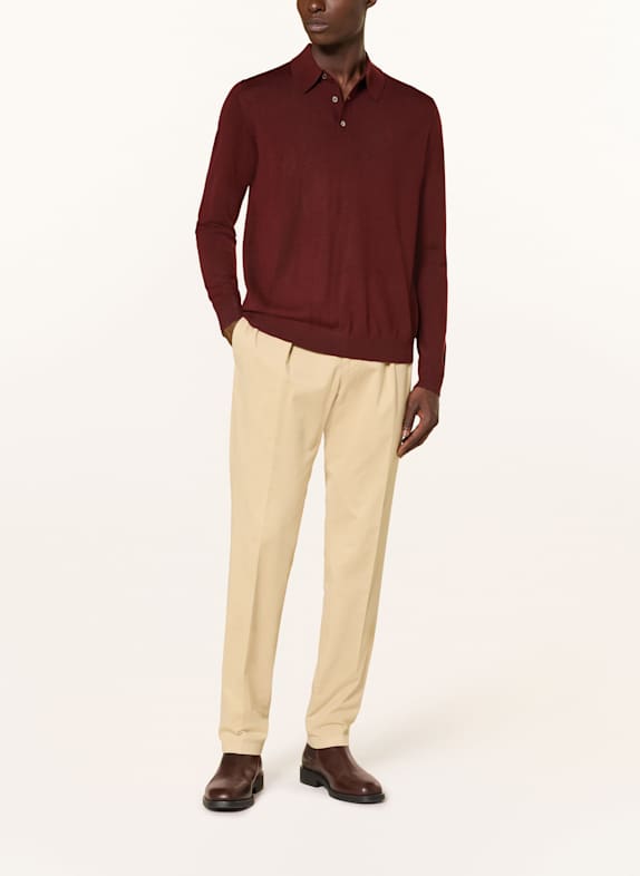 STROKESMAN'S Strikket polo-shirt MØRKERØD