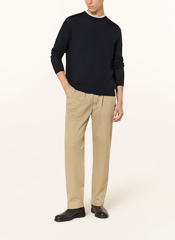 STROKESMAN'S Trui van merinowol DONKERBLAUW