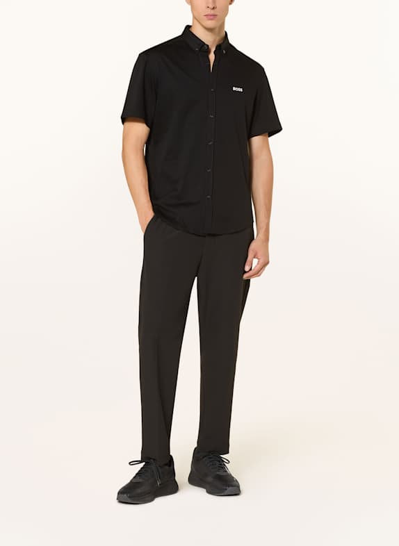 BOSS Kurzarm-Hemd MOTION Regular Fit aus Jersey SCHWARZ