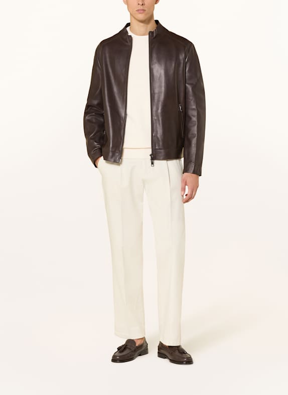 MILESTONE Leather jacket MSANDREW DARK BROWN