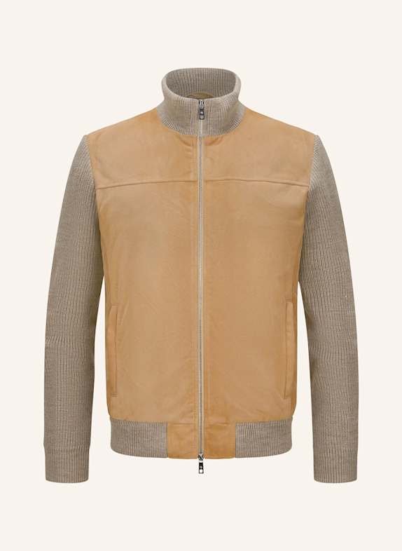 MILESTONE Lederjacke MSNICOLAS im Materialmix BEIGE/ TAUPE
