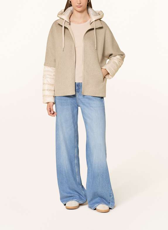 MILESTONE MSAZALEA jacket in mixed materials with detachable hood BEIGE/ CREAM