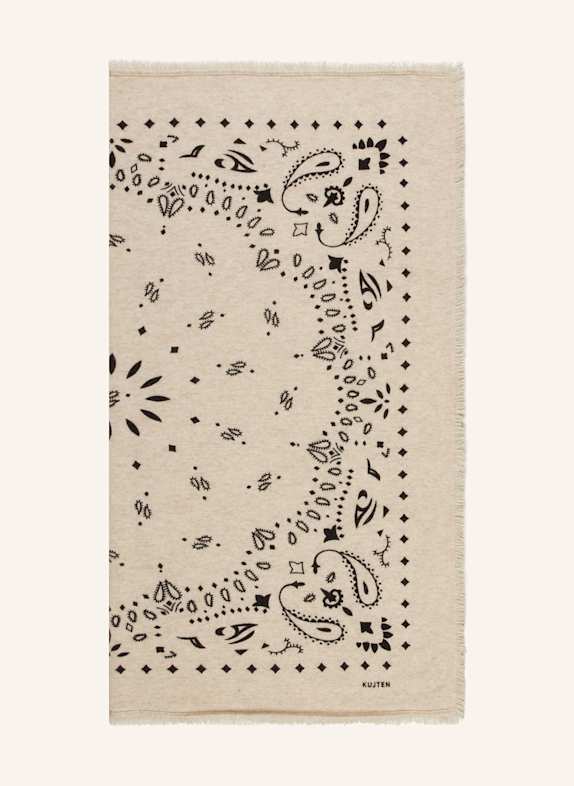 KUJTEN Cashmere scarf KALEIDOSKOP BEIGE/ BLACK