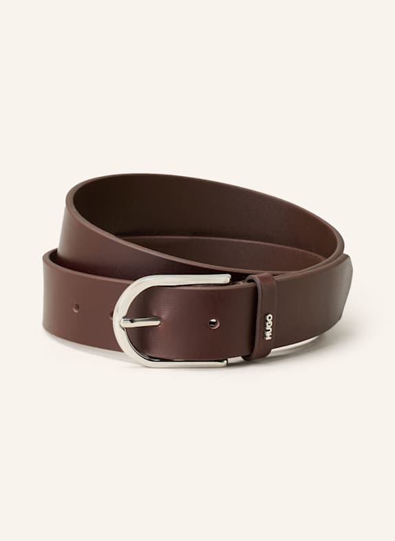 HUGO Leather belt ZOEY DARK BROWN