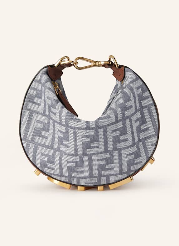 FENDI Hobo bag FENDIGRAPHY MINI BLUE GRAY/ COGNAC