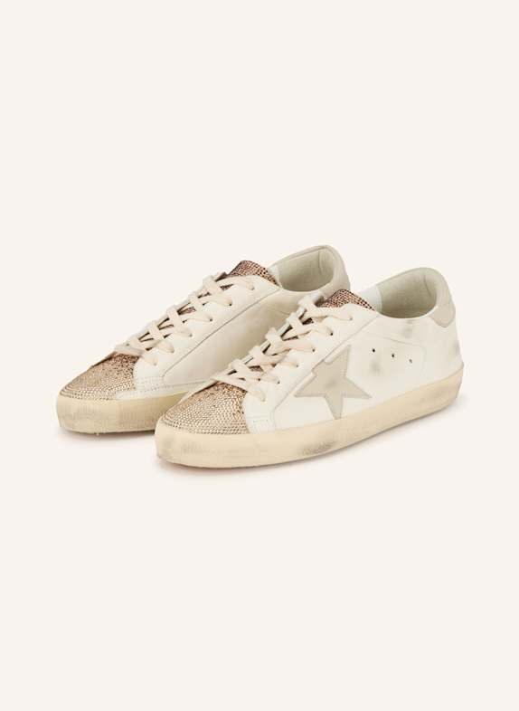 GOLDEN GOOSE Sneaker SUPER-STAR mit Schmucksteinen WEISS/ ECRU/ CREME