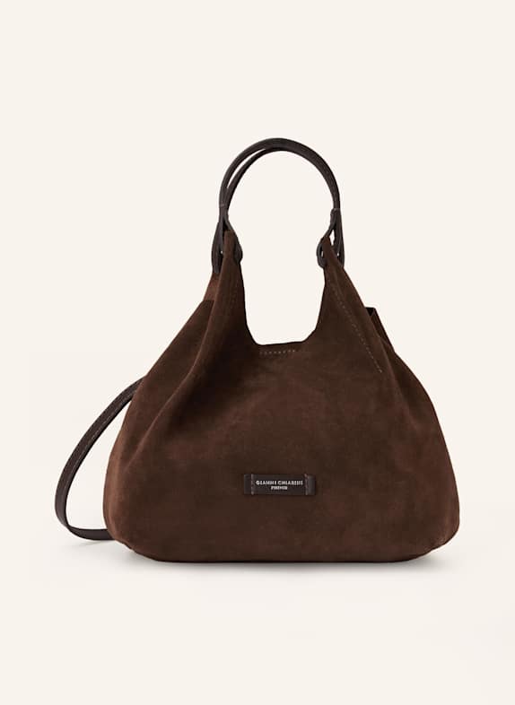 GIANNI CHIARINI Torebka hobo DUA MEDIUM z saszetką CIEMNOBRĄZOWY