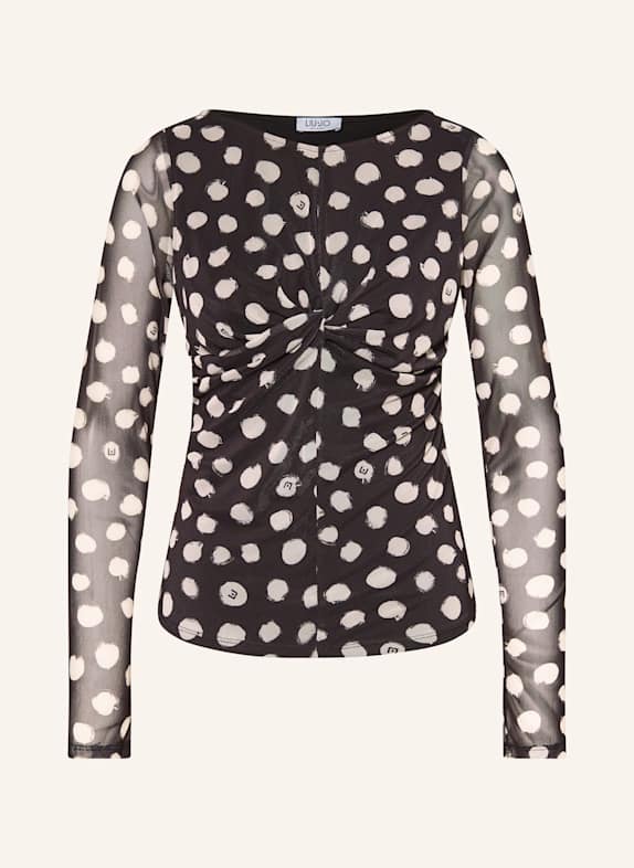 LIU JO Longsleeve aus Mesh SCHWARZ/ ECRU