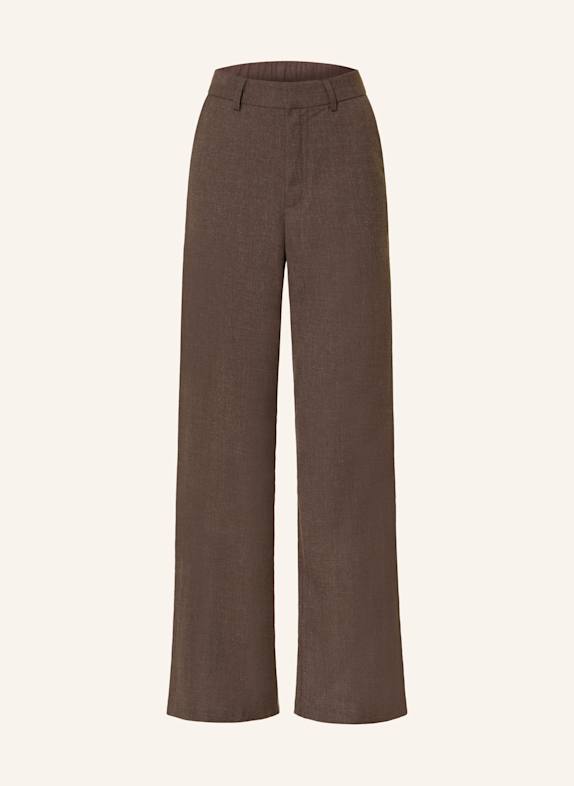 NEO NOIR Pantalon marinière EMMET MARRON FONCÉ