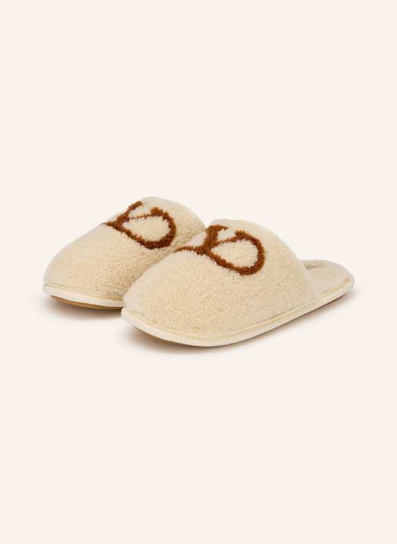 VALENTINO GARAVANI Mules TA CHAMBRE with teddy CREAM/ COGNAC