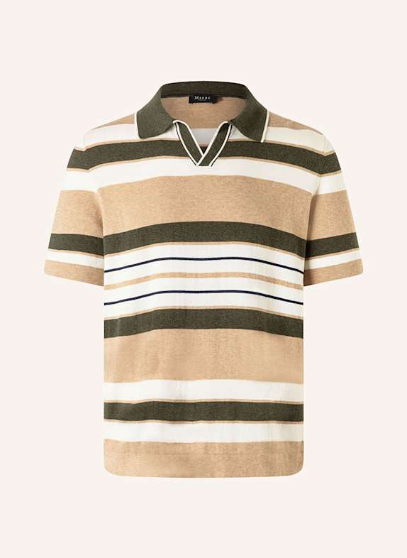 MAERZ MUENCHEN Strick-Poloshirt HELLBRAUN/ WEISS/ DUNKELGRÜN