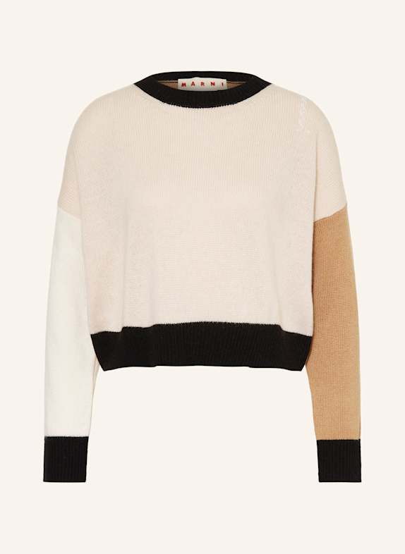 MARNI Cashmere sweater LIGHT BROWN/ CREAM/ BLACK