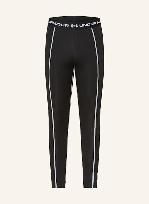 UNDER ARMOUR Running leggings UA COLD WEATHER GRID BLACK/ WHITE