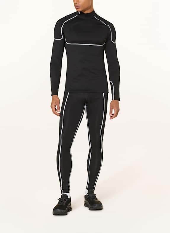 UNDER ARMOUR Running leggings UA COLD WEATHER GRID BLACK / WHITE
