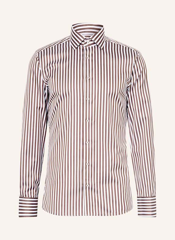 1863 by ETERNA Košile Slim Fit TMAVĚ HNĚDÁ/ KRÉMOVÁ