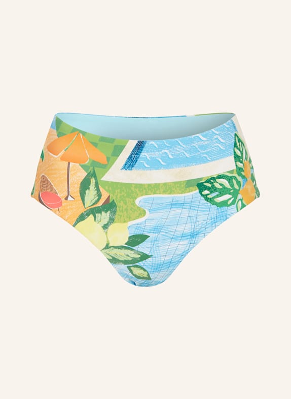 SEAFOLLY High-Waist-Bikini-Hose SUNSET HELLBLAU/ GRÜN/ ORANGE