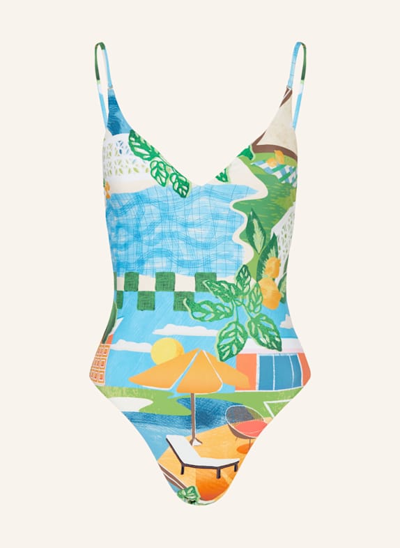 SEAFOLLY Strój kąpielowy SUNSET TURKUSOWY/ ZIELONY/ POMARAŃCZOWY