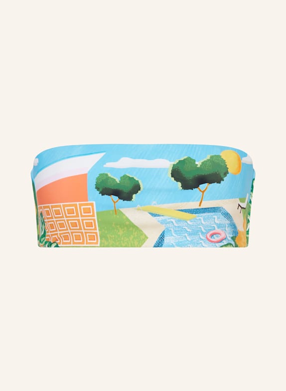 SEAFOLLY Bandeau-Bikini-Top SUNSET HELLBLAU/ GRÜN/ ORANGE
