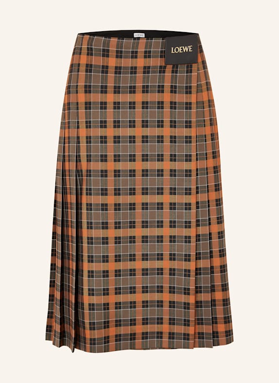 LOEWE Faltenrock in Wickeloptik DUNKELORANGE / SCHWARZ / WEISS