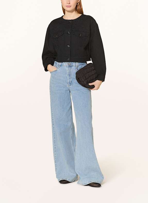 comma casual identity Cropped-Jeansjacke SCHWARZ