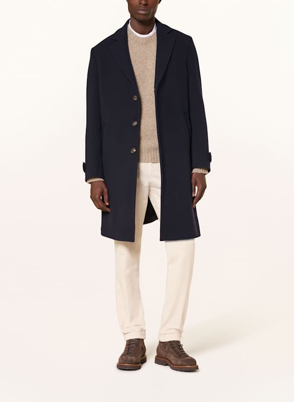 eleventy Vlněný kabát TMAVĚ MODRÁ