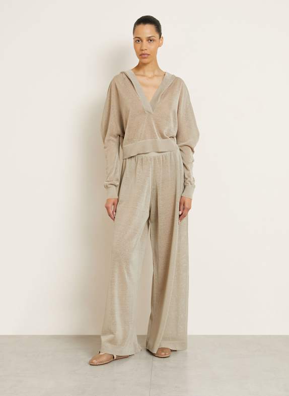 ALAÏA Gebreide broek van linnen BEIGE