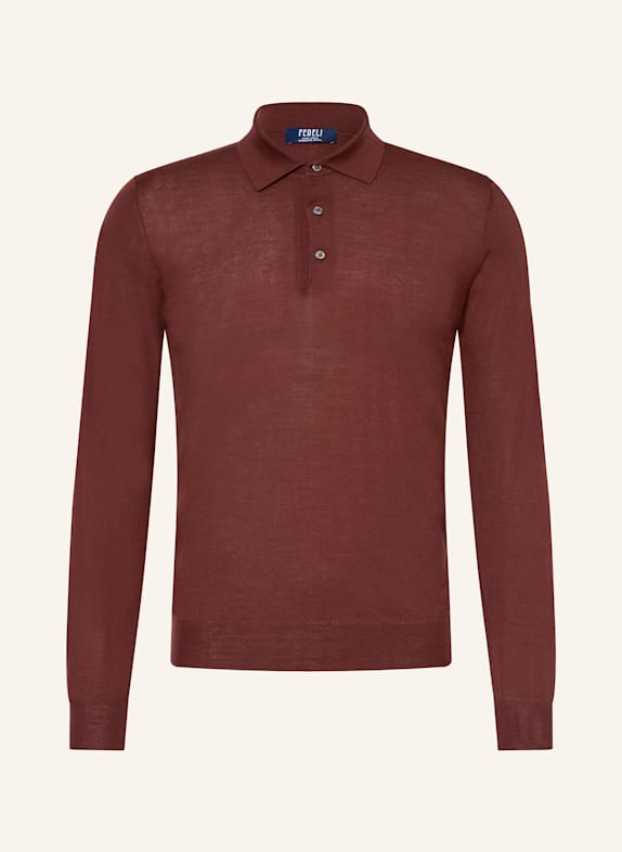 FEDELI Strick-Poloshirt BRAUN