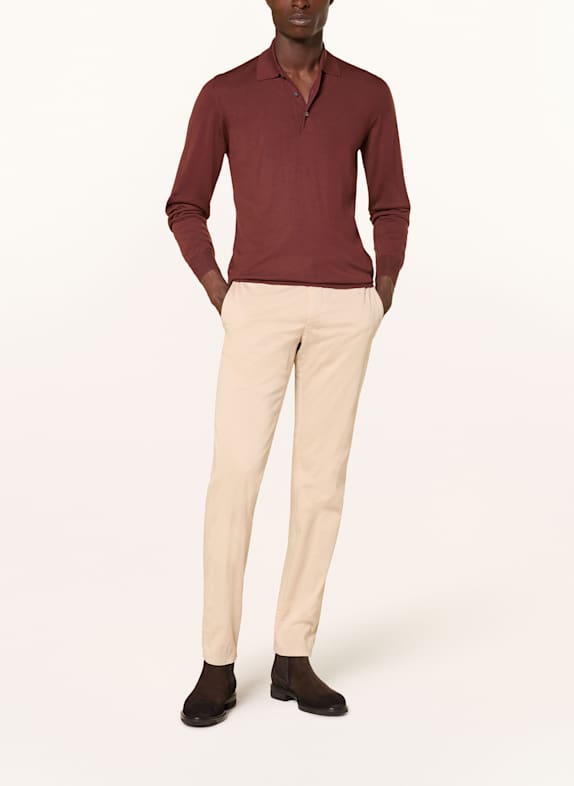 FEDELI Gebreid poloshirt BRUIN