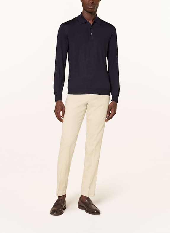 FEDELI Gebreid poloshirt DONKERBLAUW