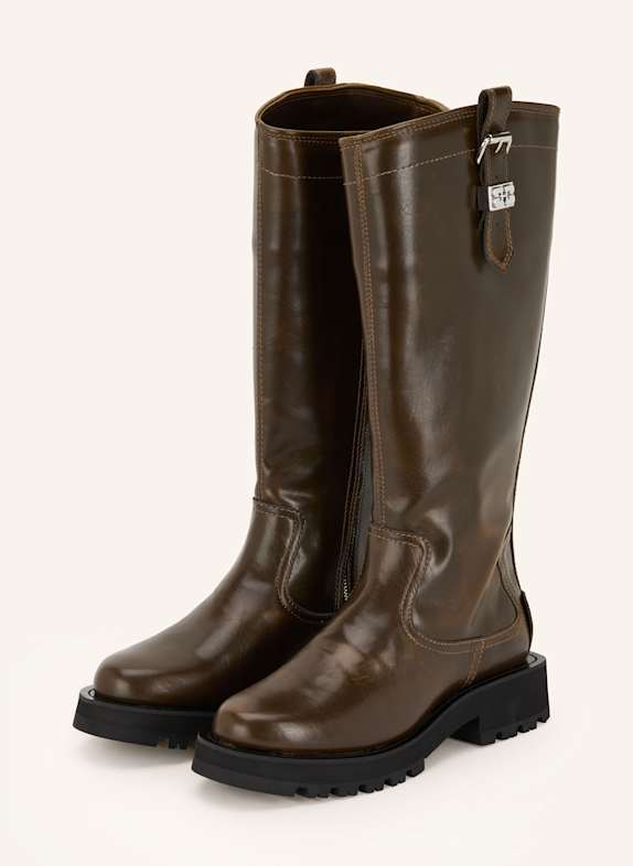 GANNI Boots with rivets BROWN