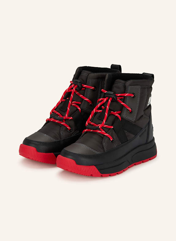 SOREL WHITNEY III MID WP lace-up boots BLACK/ RED