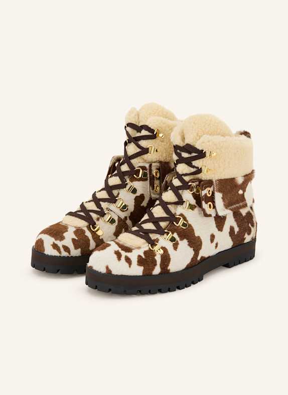 ODISSì Lace-up boots CREAM/ DARK BROWN/ BEIGE