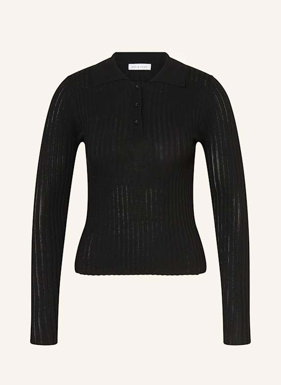 MRS & HUGS Knitted polo shirt BLACK