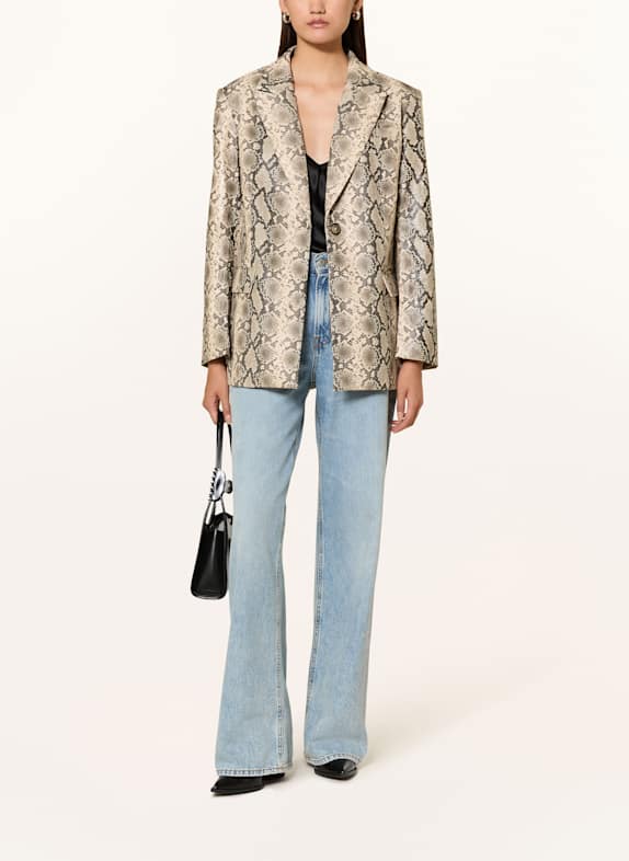MRS & HUGS Blazer in leerlook BEIGE / ZWART