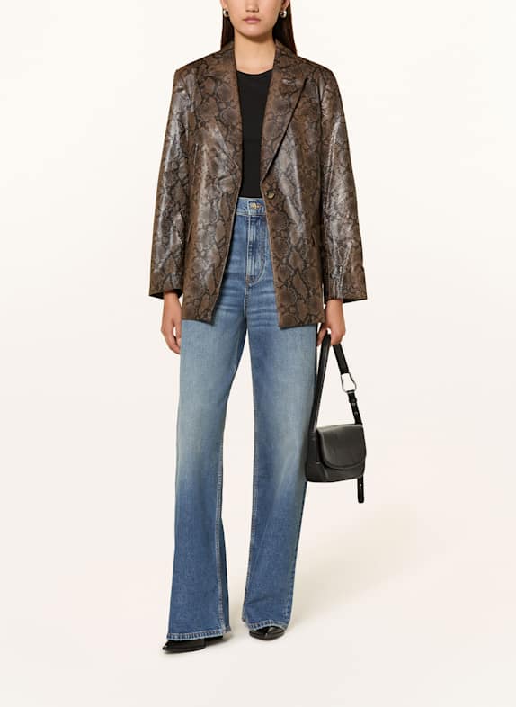MRS & HUGS Blazer in leerlook BRUIN / MARRON FONCÉ