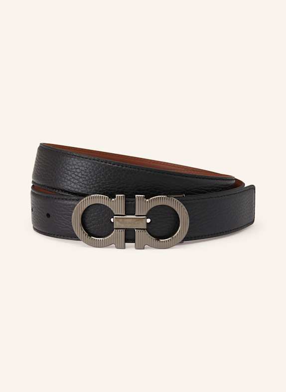 FERRAGAMO Ledergürtel zum Wenden SCHWARZ
