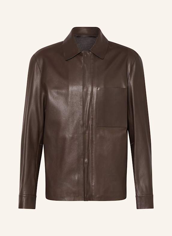 BOSS Lederjacke MANDALO DUNKELBRAUN