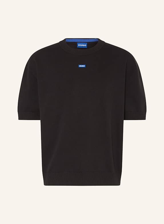 HUGO BLUE Strickshirt SAN CARSON SCHWARZ