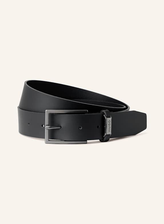 HUGO Leather belt GABRIEL BLACK