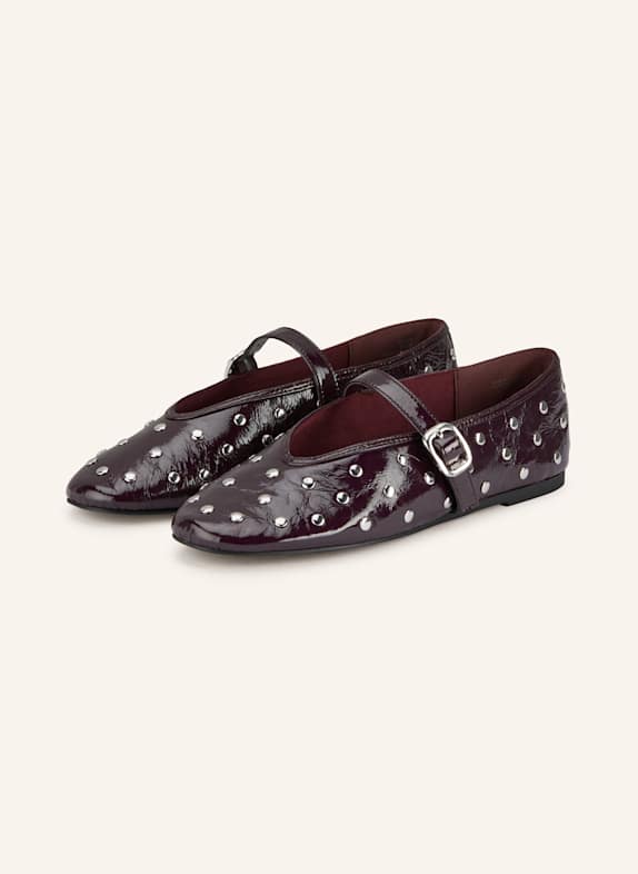 STEVE MADDEN Mary Jane ballet flats ARCHER with rivets DARK RED