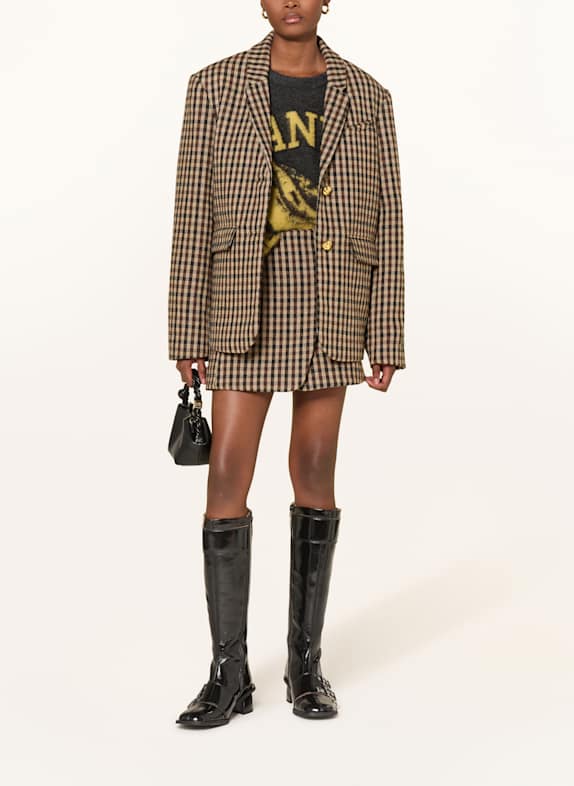 GANNI Oversized blazer LICHTBRUIN / MARRON FONCÉ / BRUIN