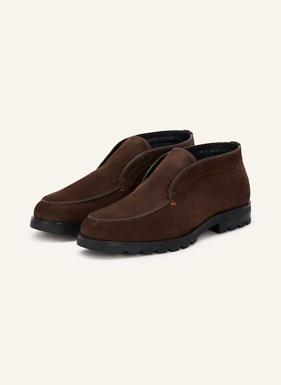 Santoni Botki zamszowe ROCK CIEMNOBRĄZOWY