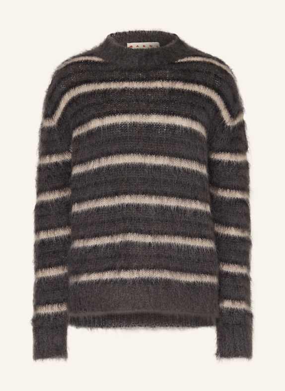 MARNI Mohair-Pullover DUNKELGRAU / NUDE