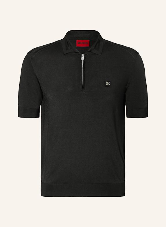 HUGO Strick-Poloshirt SAYFONG 001 BLACK