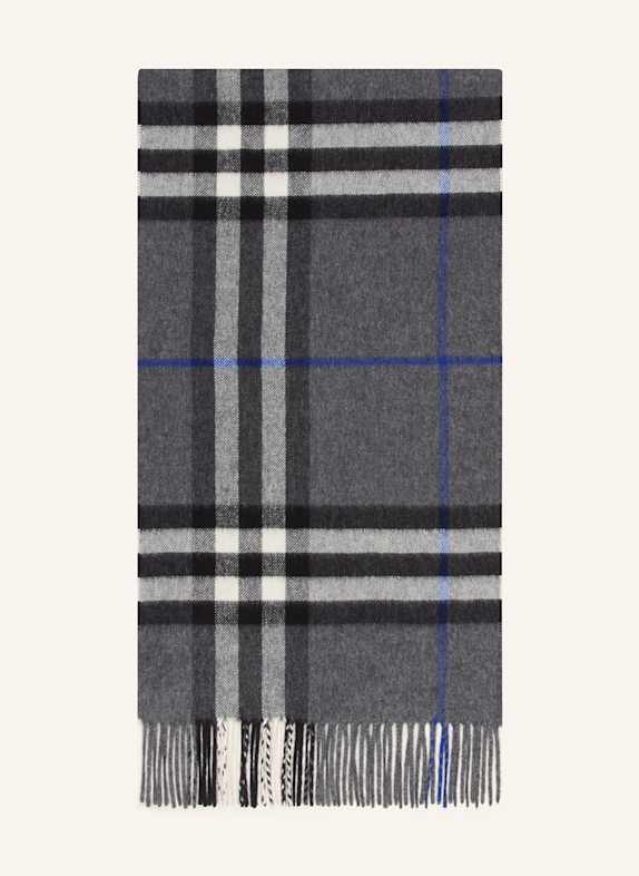 BURBERRY Cashmere-Schal GRAU / SCHWARZ / WEISS