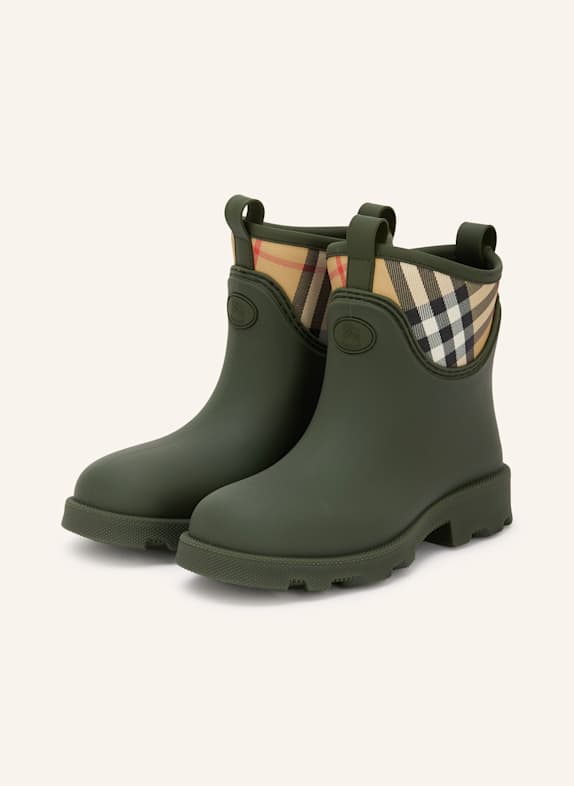 BURBERRY Gummistiefel MARSH STAMP KHAKI/ SCHWARZ/ HELLBRAUN